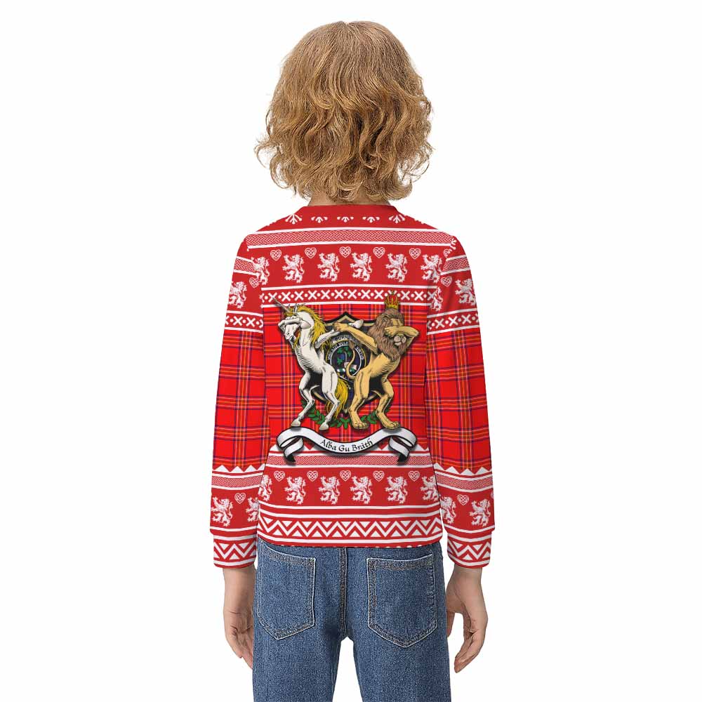 Burnett Clan Tartan Crest Christmas Kid Ugly Sweatshirt Coat of Arms Funny Style - Tartan Vibes Clothing