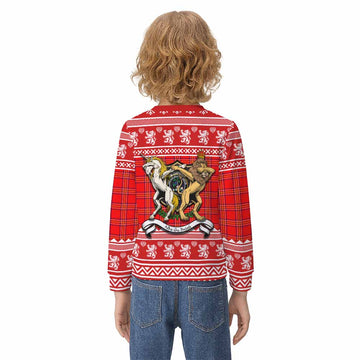 Burnett Clan Tartan Crest Christmas Kid Ugly Sweatshirt Coat of Arms Funny Style