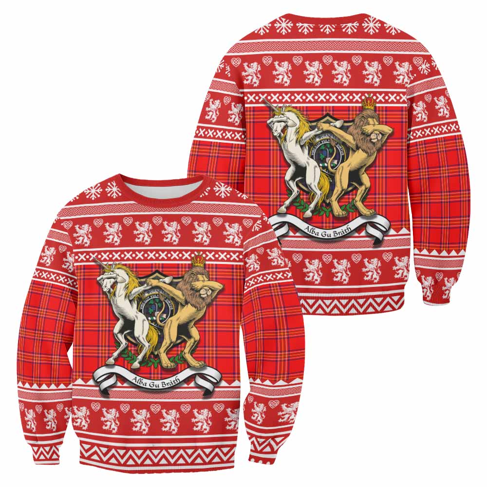 Burnett Clan Tartan Crest Christmas Sweatshirt Coat of Arms Funny Style - Tartan Vibes Clothing
