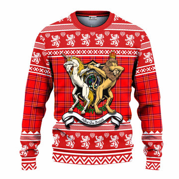 Burnett Clan Tartan Crest Christmas Ugly Sweater Coat of Arms Funny Style