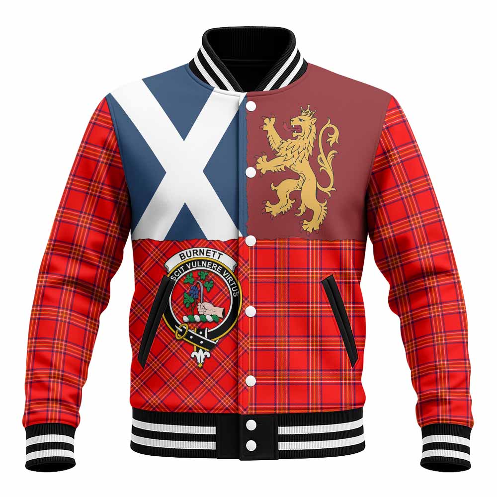 Burnett Crest Tartan Baseball Jacket with Lion Rampant Saltire Style