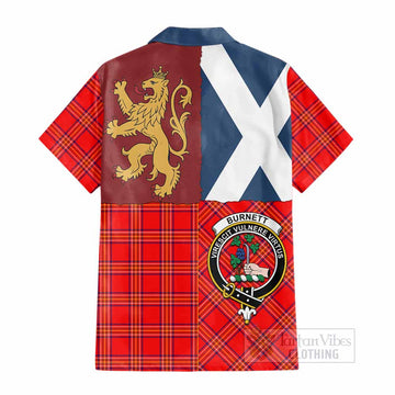 Burnett Crest Tartan Cotton Hawaiian Shirt with Lion Rampant Saltire Style