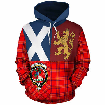 Burnett Crest Tartan Cotton Hoodie with Lion Rampant Saltire Style