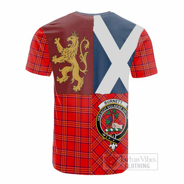 Burnett Crest Tartan Cotton T-shirt with Lion Rampant Saltire Style