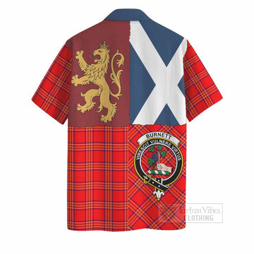 Burnett Crest Tartan Hawaiian Shirt with Lion Rampant Saltire Style
