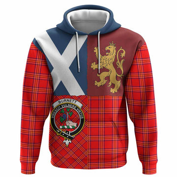 Burnett Crest Tartan Hoodie with Lion Rampant Saltire Style