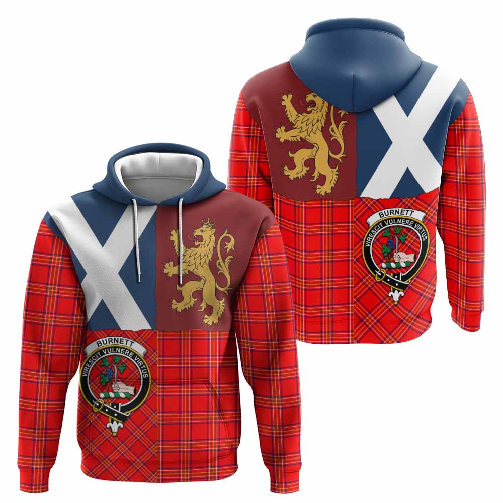 Burnett Crest Tartan Hoodie with Lion Rampant Saltire Style