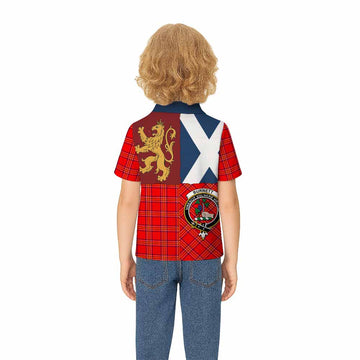 Burnett Crest Tartan Kid Polo Shirt with Lion Rampant Saltire Style