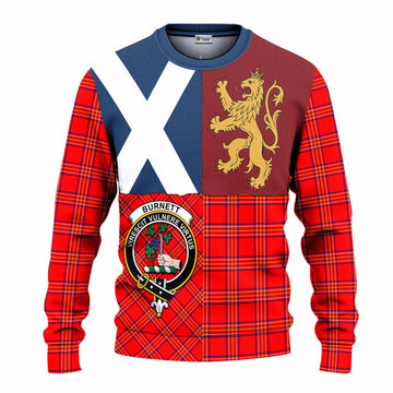 Burnett Crest Tartan Knitted Sweater with Lion Rampant Saltire Style