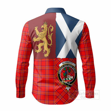 Burnett Crest Tartan Long Sleeve Button Shirts with Lion Rampant Saltire Style