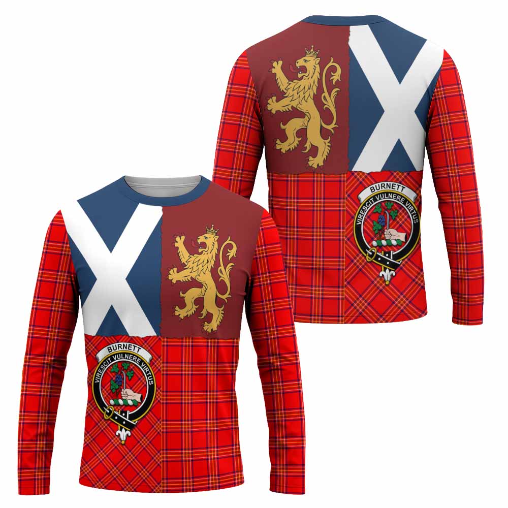 Burnett Crest Tartan Long Sleeve T-Shirt with Lion Rampant Saltire Style