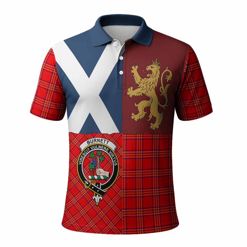 Burnett Crest Tartan Polo Shirt with Lion Rampant Saltire Style