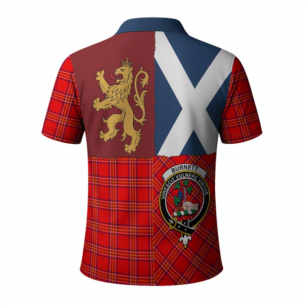 Burnett Crest Tartan Polo Shirt with Lion Rampant Saltire Style