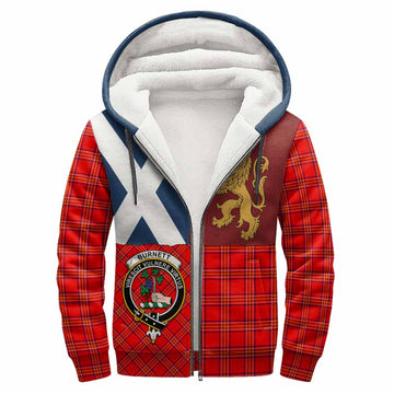 Burnett Crest Tartan Sherpa Hoodie with Lion Rampant Saltire Style