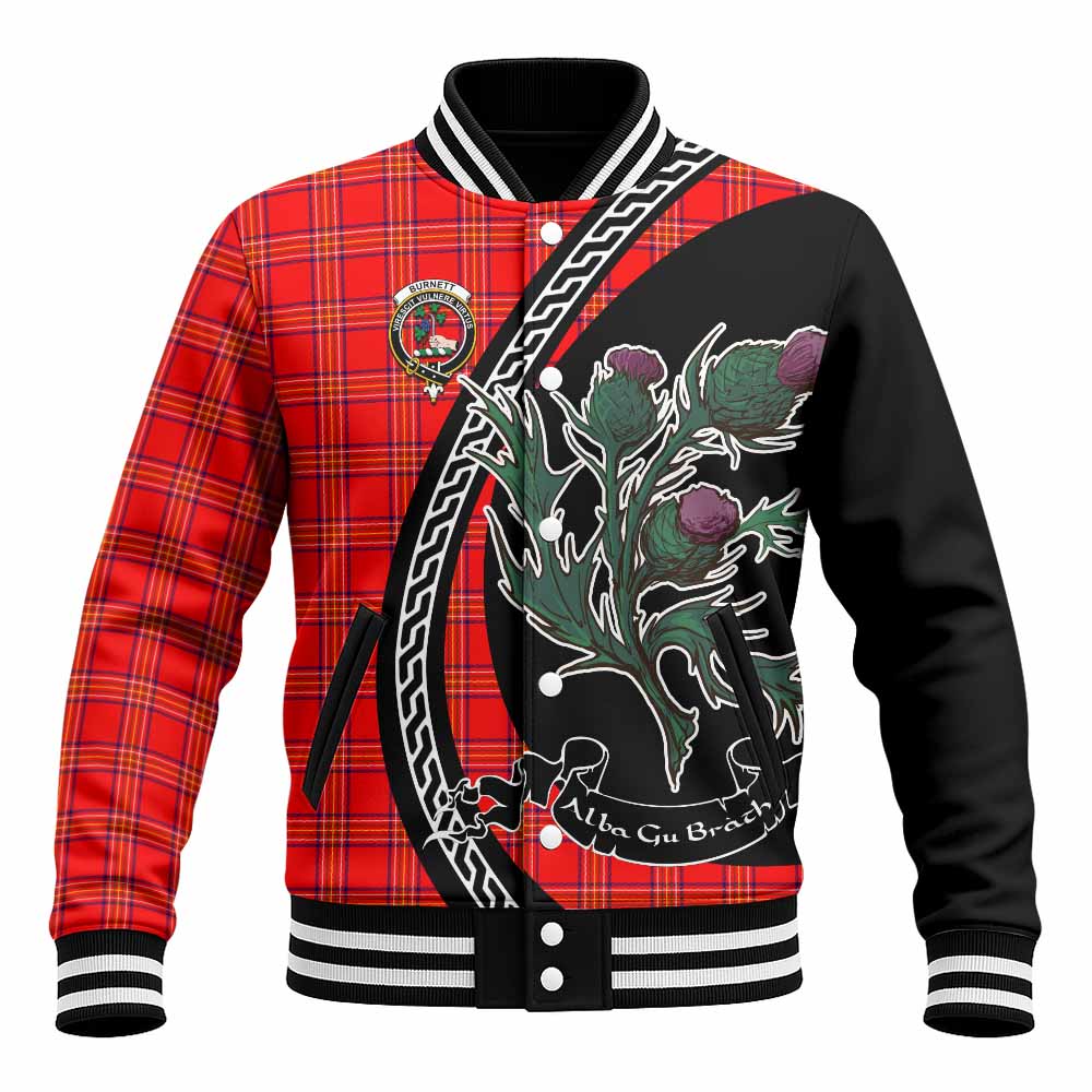 Burnett Family Crest Tartan Baseball Jacket Alba Thistle Inspired - Tartan Vibes Clothing