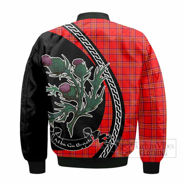 Burnett Family Crest Tartan Bomber Jacket Alba Thistle Inspired