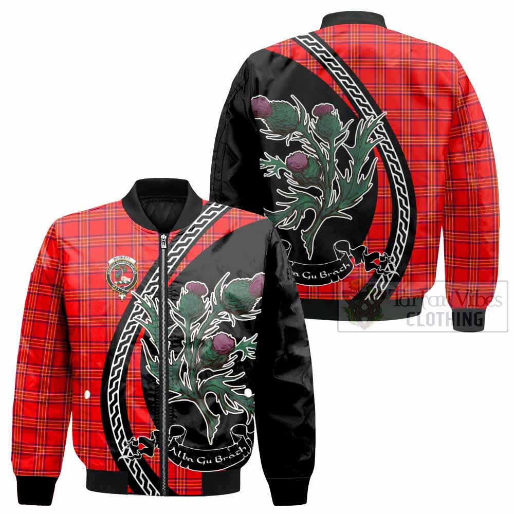 Burnett Family Crest Tartan Bomber Jacket Alba Thistle Inspired - Tartan Vibes Clothing
