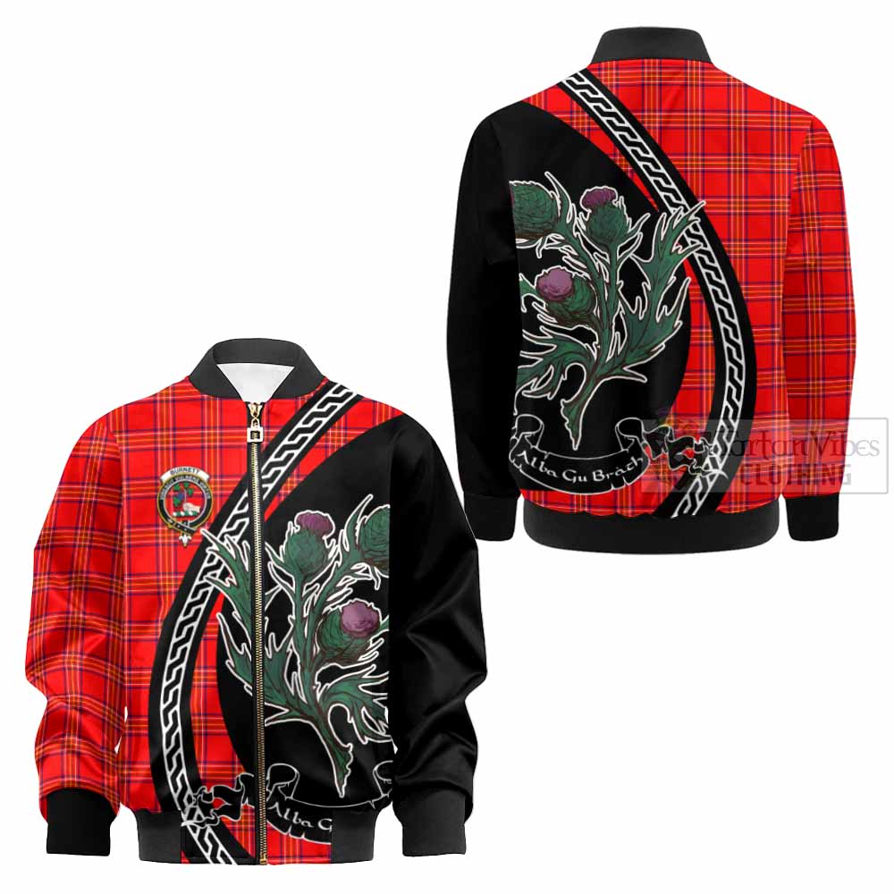 Burnett Family Crest Tartan Kid Bomber Jacket Alba Thistle Inspired - Tartan Vibes Clothing