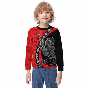 Burnett Family Crest Tartan Kid Knitted Sweatshirt Alba Thistle Inspired