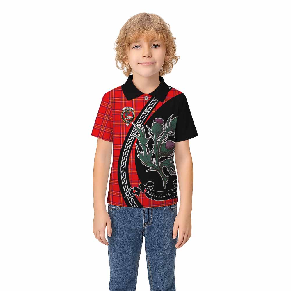 Burnett Family Crest Tartan Kid Polo Shirt Alba Thistle Inspired - Tartan Vibes Clothing