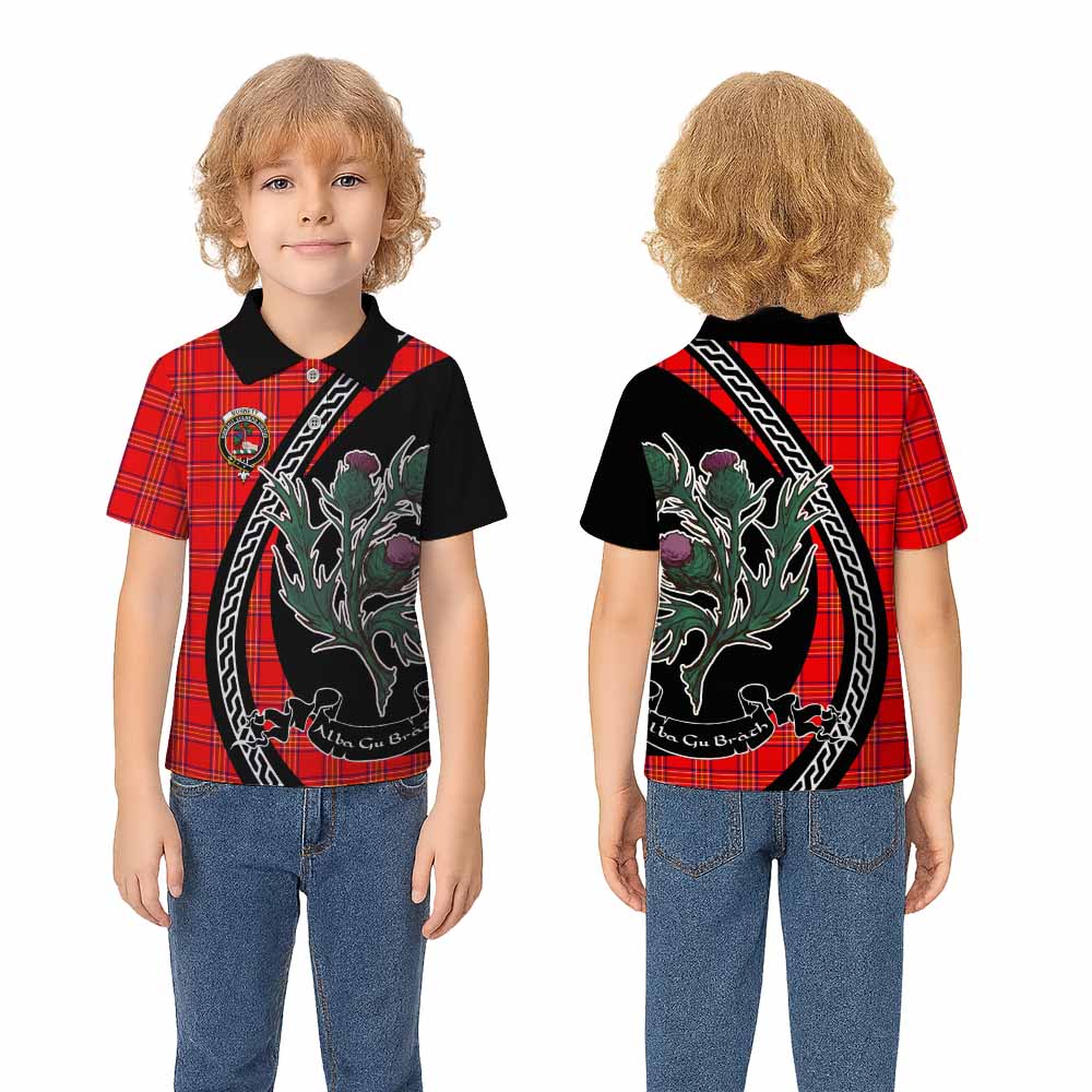 Burnett Family Crest Tartan Kid Polo Shirt Alba Thistle Inspired - Tartan Vibes Clothing