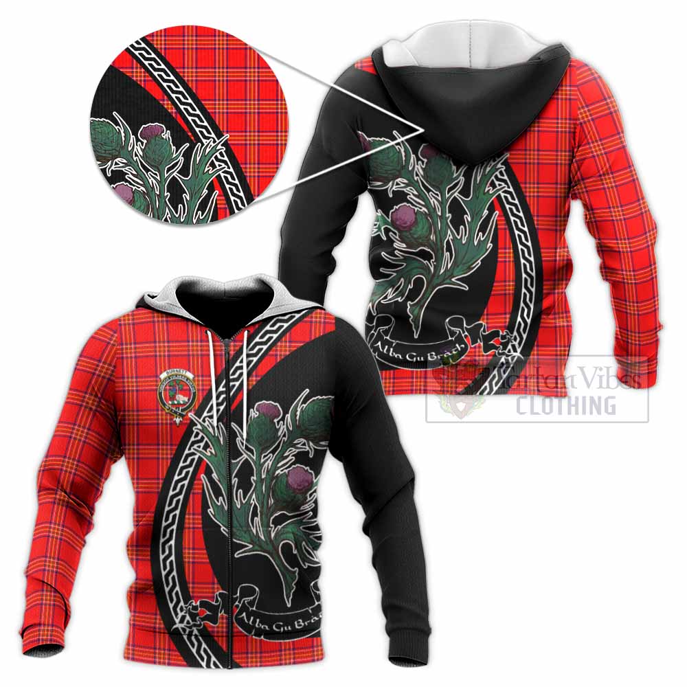 Burnett Family Crest Tartan Knitted Hoodie Alba Thistle Inspired - Tartan Vibes Clothing