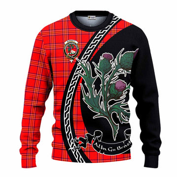 Burnett Family Crest Tartan Knitted Sweater Alba Thistle Inspired