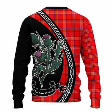 Burnett Family Crest Tartan Knitted Sweater Alba Thistle Inspired