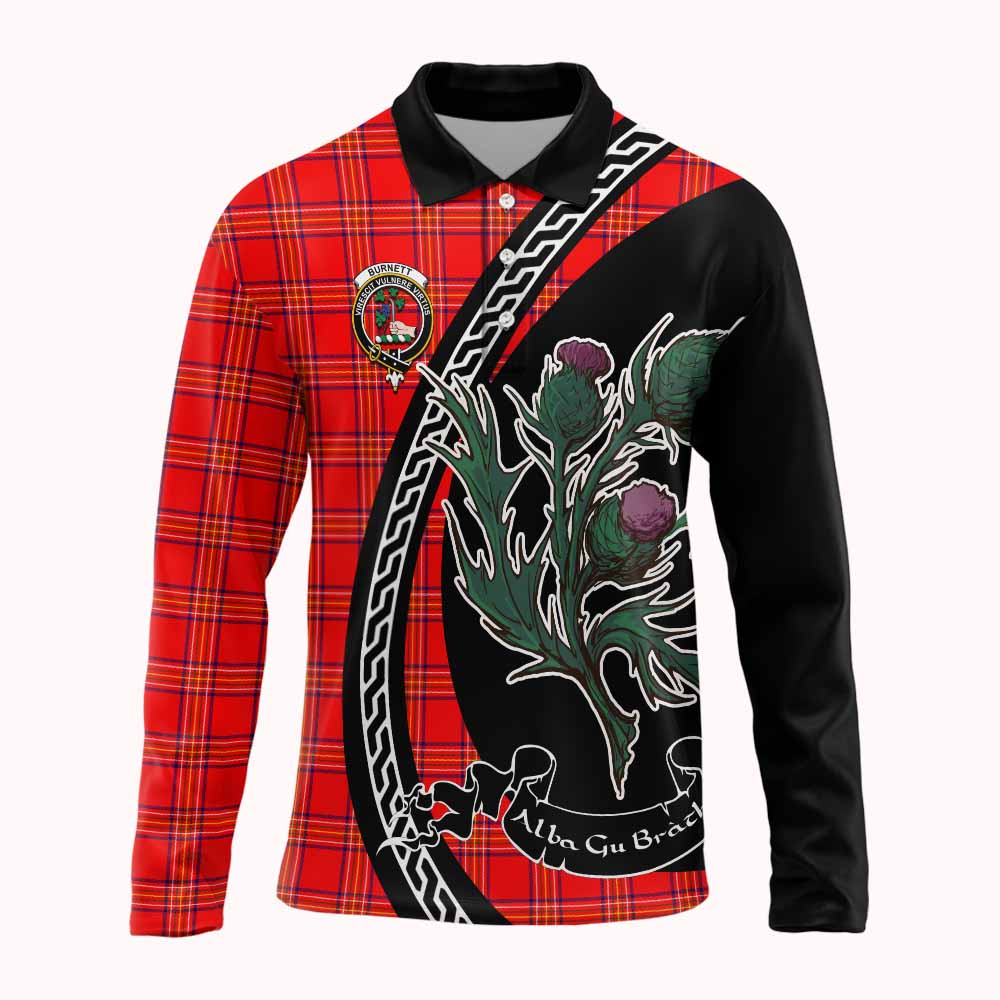 Burnett Family Crest Tartan Long Sleeve Polo Shirt Alba Thistle Inspired - Tartan Vibes Clothing
