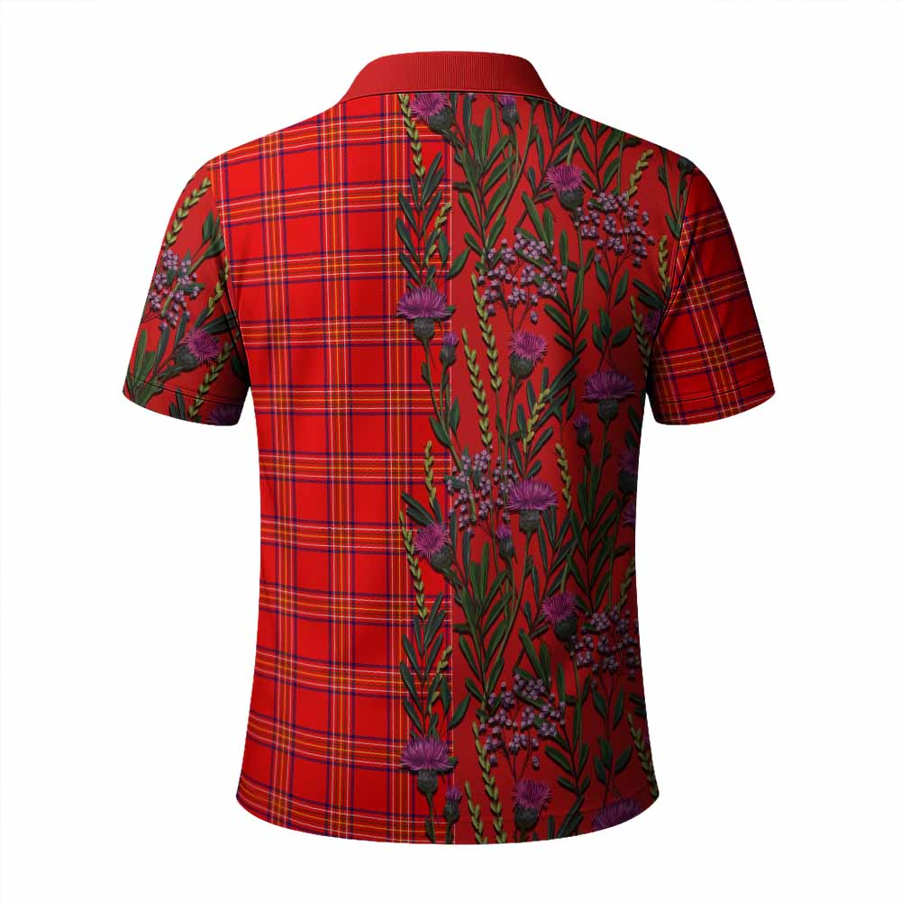 Burnett Family Crest Tartan Polo Shirt Scottish Thistle Flower Pattern Half Style - Tartan Vibes Clothing