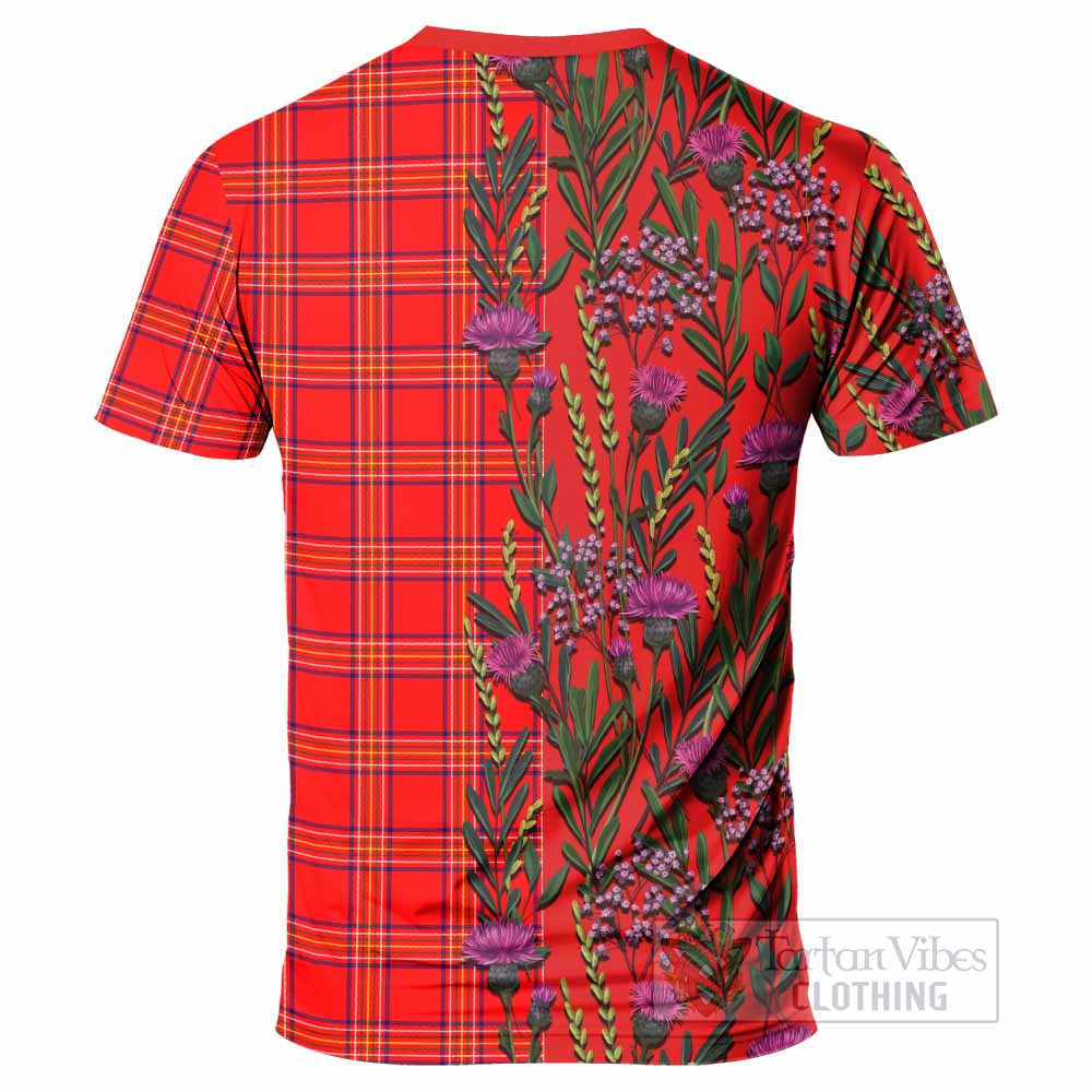 Burnett Family Crest Tartan T-Shirt Scottish Thistle Flower Pattern Half Style - Tartan Vibes Clothing