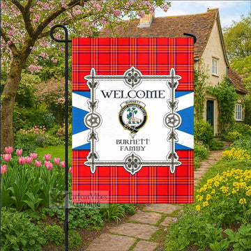 Burnett Family Crest Tartan Welcome Garden Flag Saltire Harmony Style