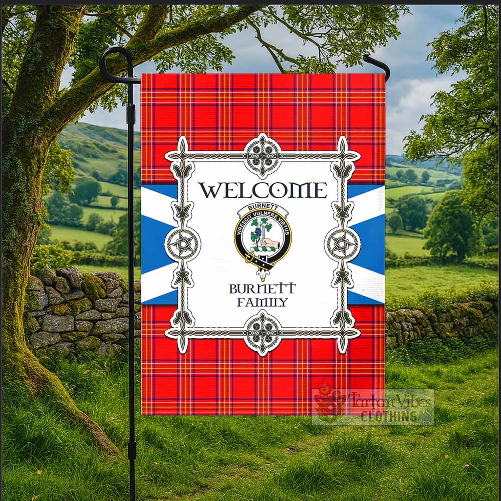 Burnett Family Crest Tartan Welcome Garden Flag Saltire Harmony Style - Tartan Vibes Clothing