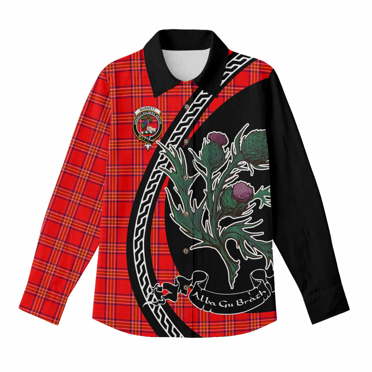 Burnett Family Crest Tartan Women Casual Shirt Alba Thistle Inspired - Tartan Vibes Clothing