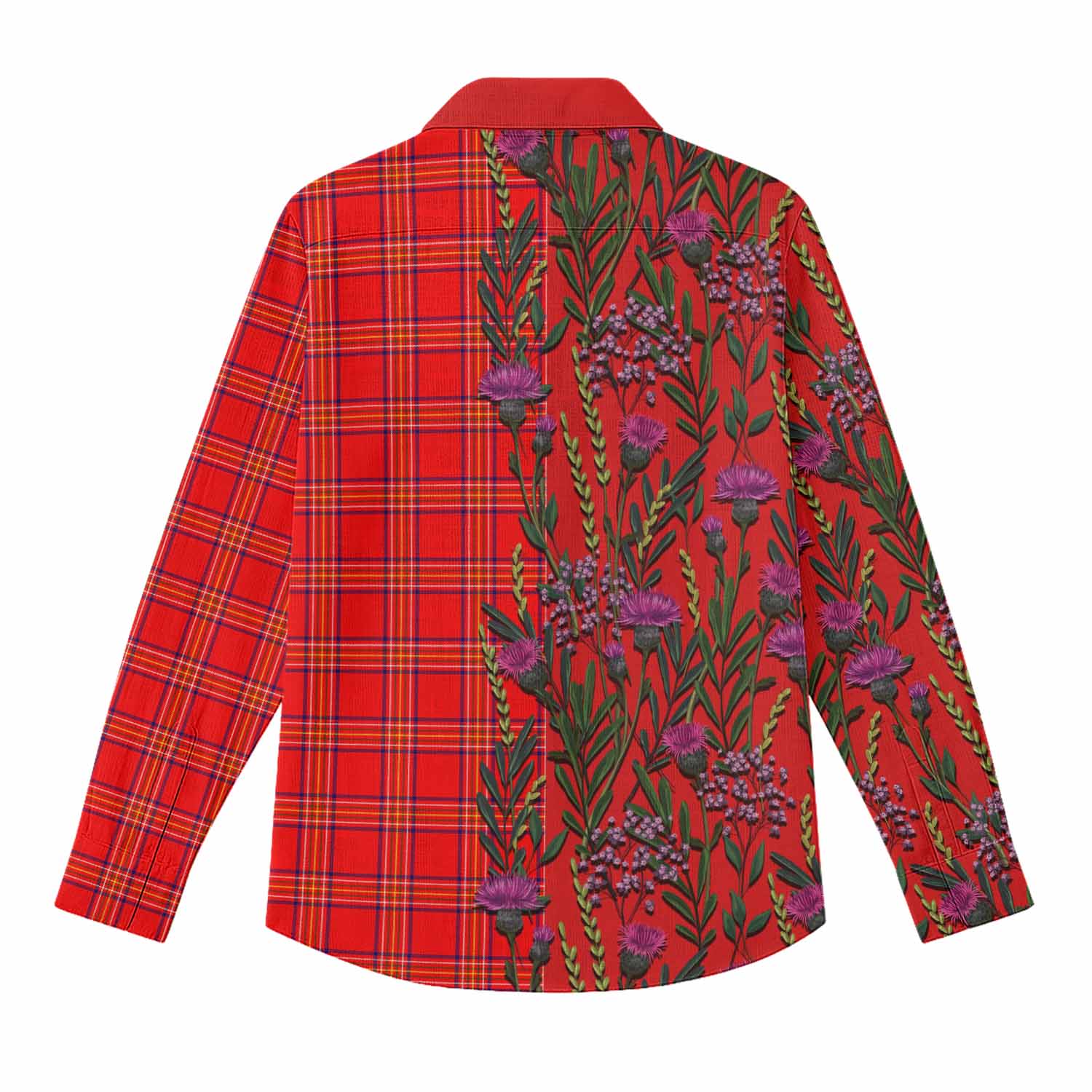 Burnett Family Crest Tartan Women Casual Shirt Scottish Thistle Flower Pattern Half Style - Tartan Vibes Clothing