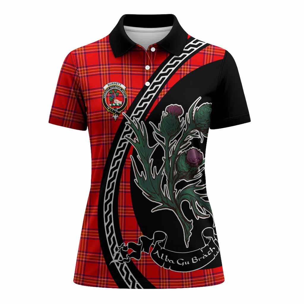 Burnett Family Crest Tartan Women Polo Shirt Alba Thistle Inspired - Tartan Vibes Clothing