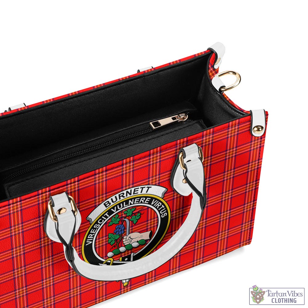 Tartan Vibes Clothing Burnett Modern Tartan Luxury Leather Handbags with Family Crest