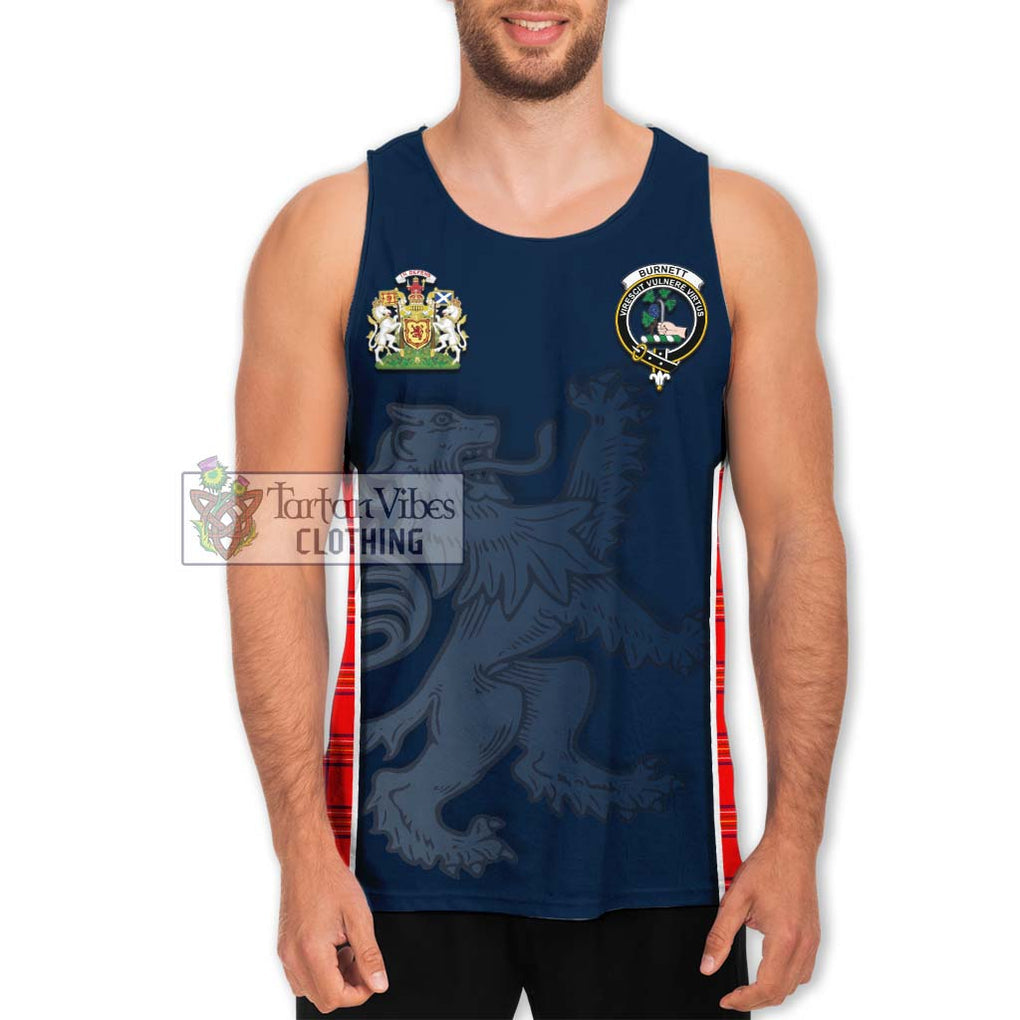Burnett Modern Tartan Men's Tank Top with Family Crest and Lion Rampant Vibes Sport Style Men - Tartan Vibes Clothing