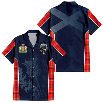 Burnett Tartan Hawaiian Shirt with Family Crest and Scottish Thistle Vibes Sport Style