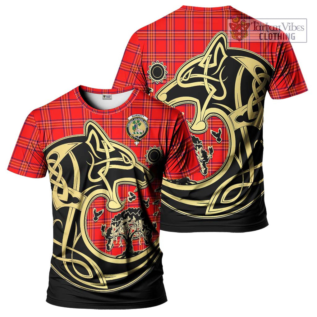 Burnett Modern Tartan T-Shirt with Family Crest Celtic Wolf Style Kid's Shirt - Tartan Vibes Clothing