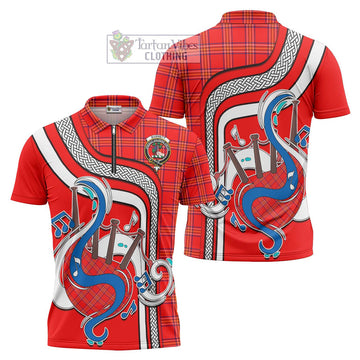 Burnett Tartan Zipper Polo Shirt with Epic Bagpipe Style