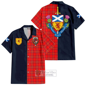 Burnett Tartan Hawaiian Shirt Alba with Scottish Lion Royal Arm Half Style