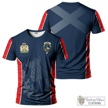 Burnett Tartan T-Shirt with Family Crest and Scottish Thistle Vibes Sport Style