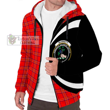 Burnett Tartan Sherpa Hoodie with Family Crest Circle Style