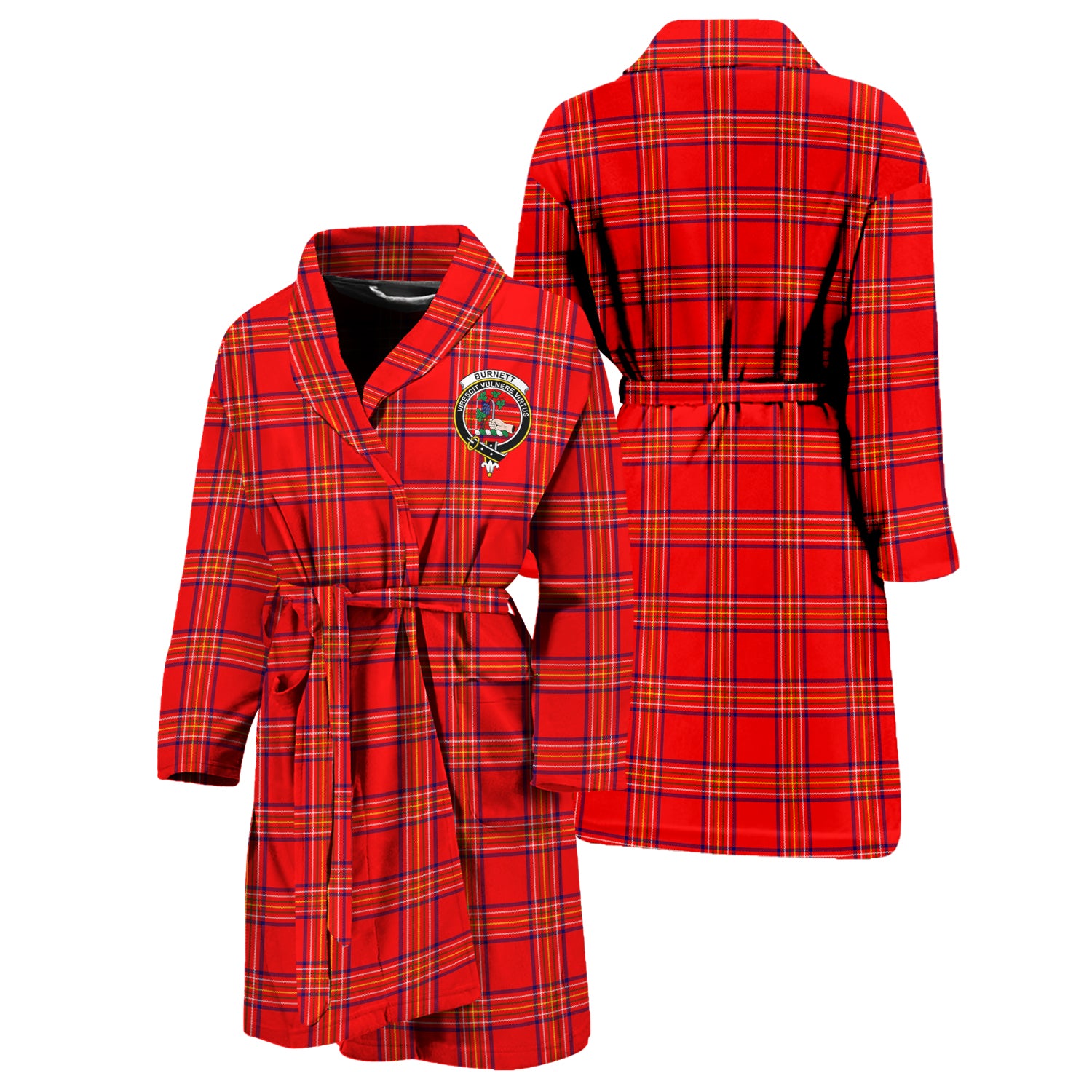 Burnett Modern Tartan Bathrobe with Family Crest Unisex S - Tartan Vibes Clothing