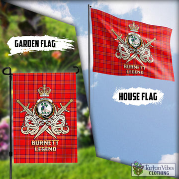 Burnett Modern Tartan Flag with Clan Crest and the Golden Sword of Courageous Legacy