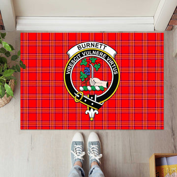 Burnett Tartan Rubber Doormat with Family Crest