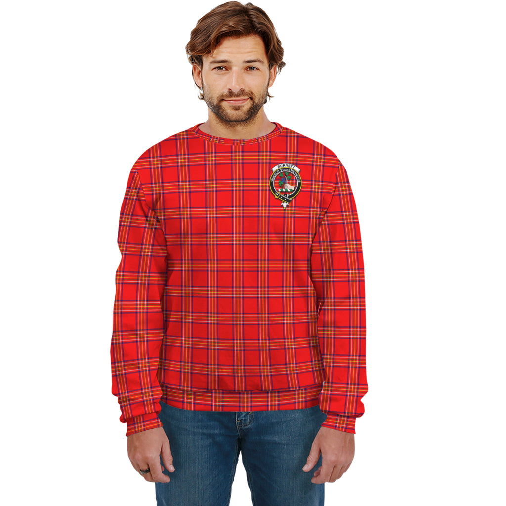 Burnett Modern Tartan Sweatshirt with Family Crest Unisex - Tartan Vibes Clothing