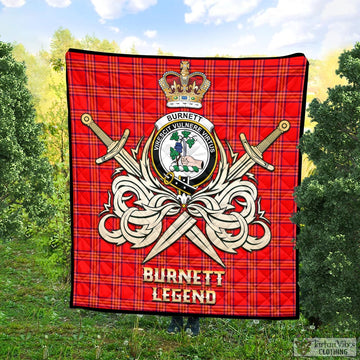 Burnett Modern Tartan Quilt with Clan Crest and the Golden Sword of Courageous Legacy
