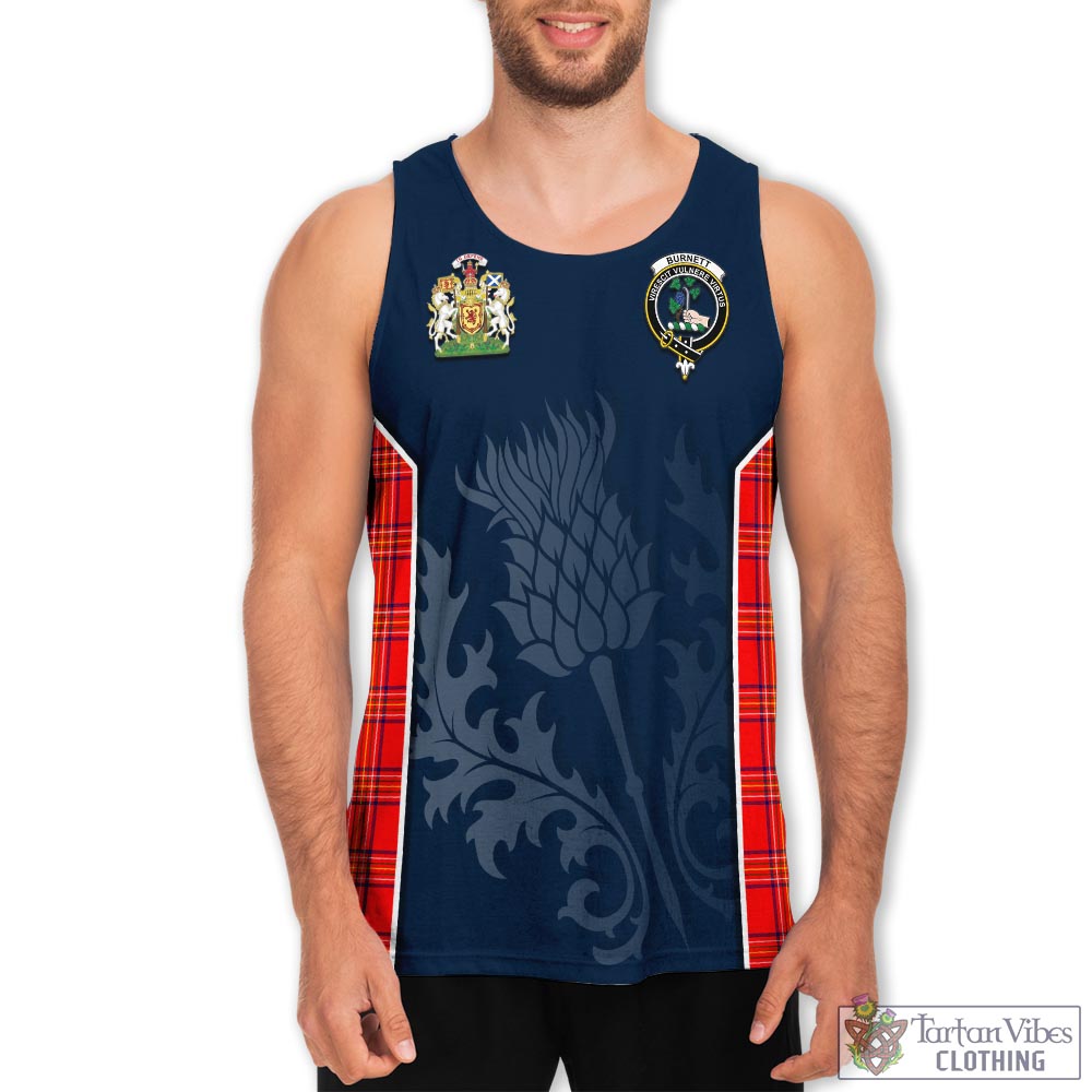 Tartan Vibes Clothing Burnett Modern Tartan Men's Tanks Top with Family Crest and Scottish Thistle Vibes Sport Style